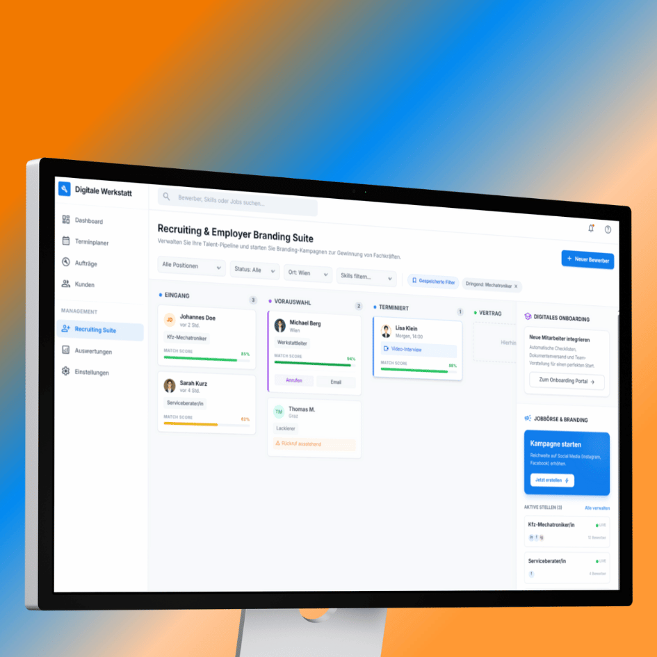 Dashboard Fachkräftemangel KFZ Lösungen Mockup Studio